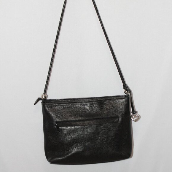 Brighton Black Leather Shoulder Bag Croc Pattern Trim Bow with Hearts - Picture 5 of 16